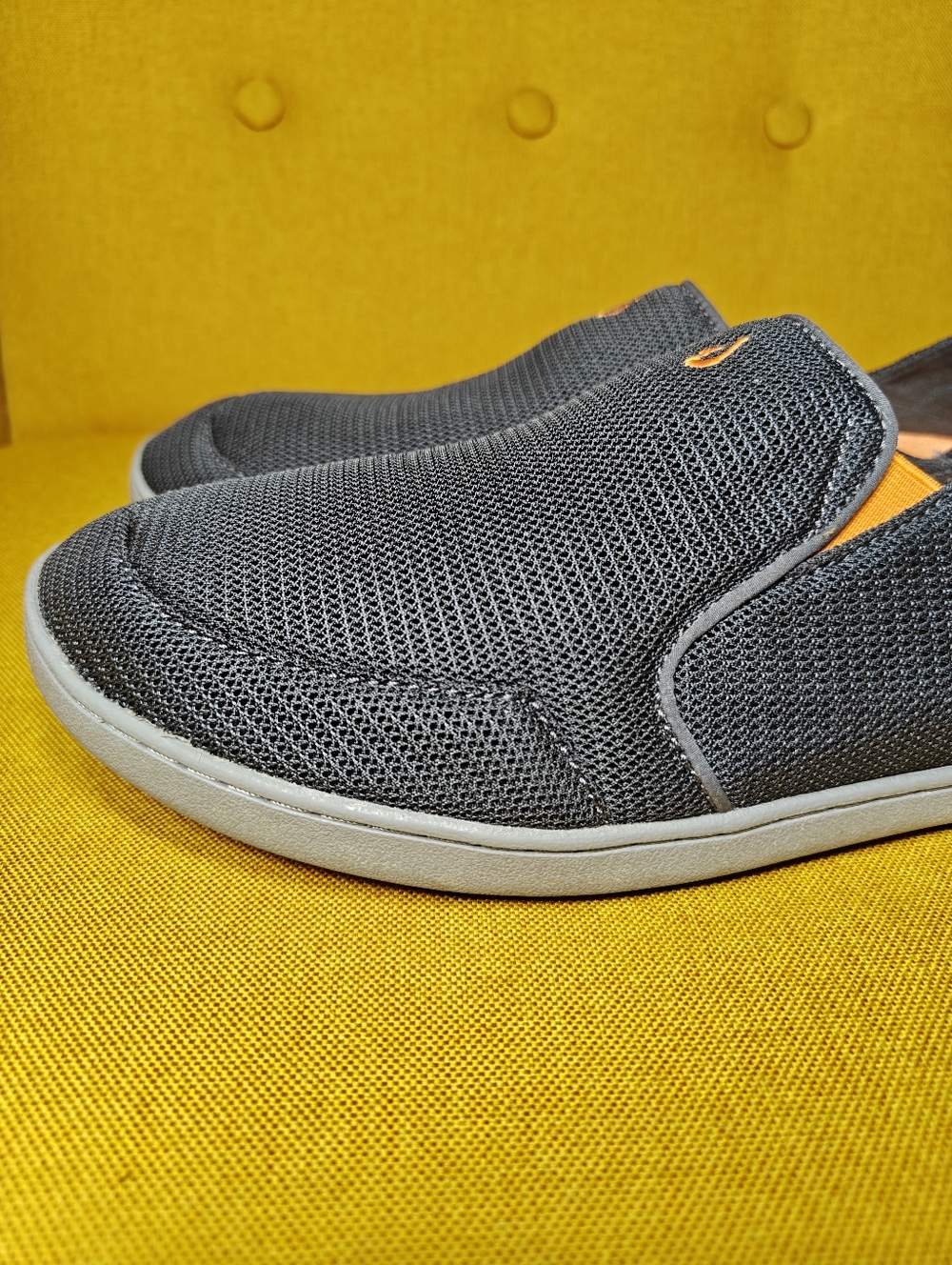 Olukai Men's Nohea Mesh Slip On Casual Shoes Graphite Orange Size 10 - Picture 3 of 8
